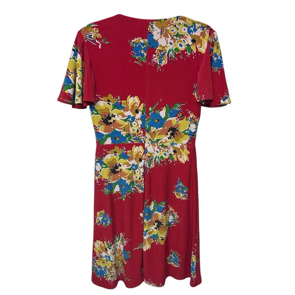 Ralph Lauren Black Label Women's Faux Wrap‎ Floral Knee Length Dress Red Ponte 2 - Picture 6 of 10
